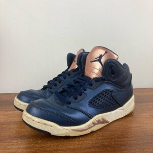 Nike Air Jordan 5 V Retro Youth Obsidian Blue Bronze Medal 440889-416 Boys 3Y.